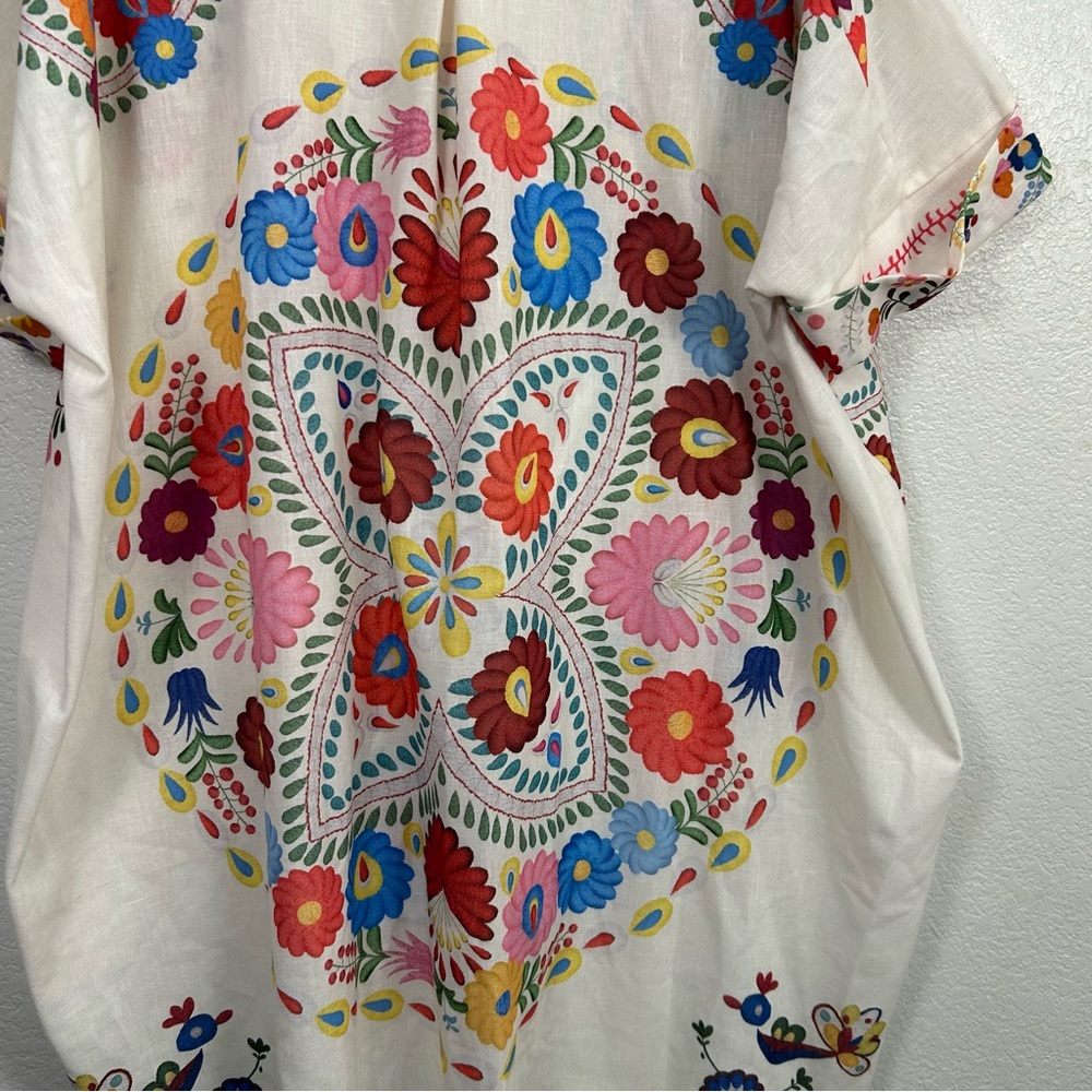 Xuna Italian Art to Wear Tunic Shirt Dress Colorful Vacation Resortwear OS - Picture 8 of 11